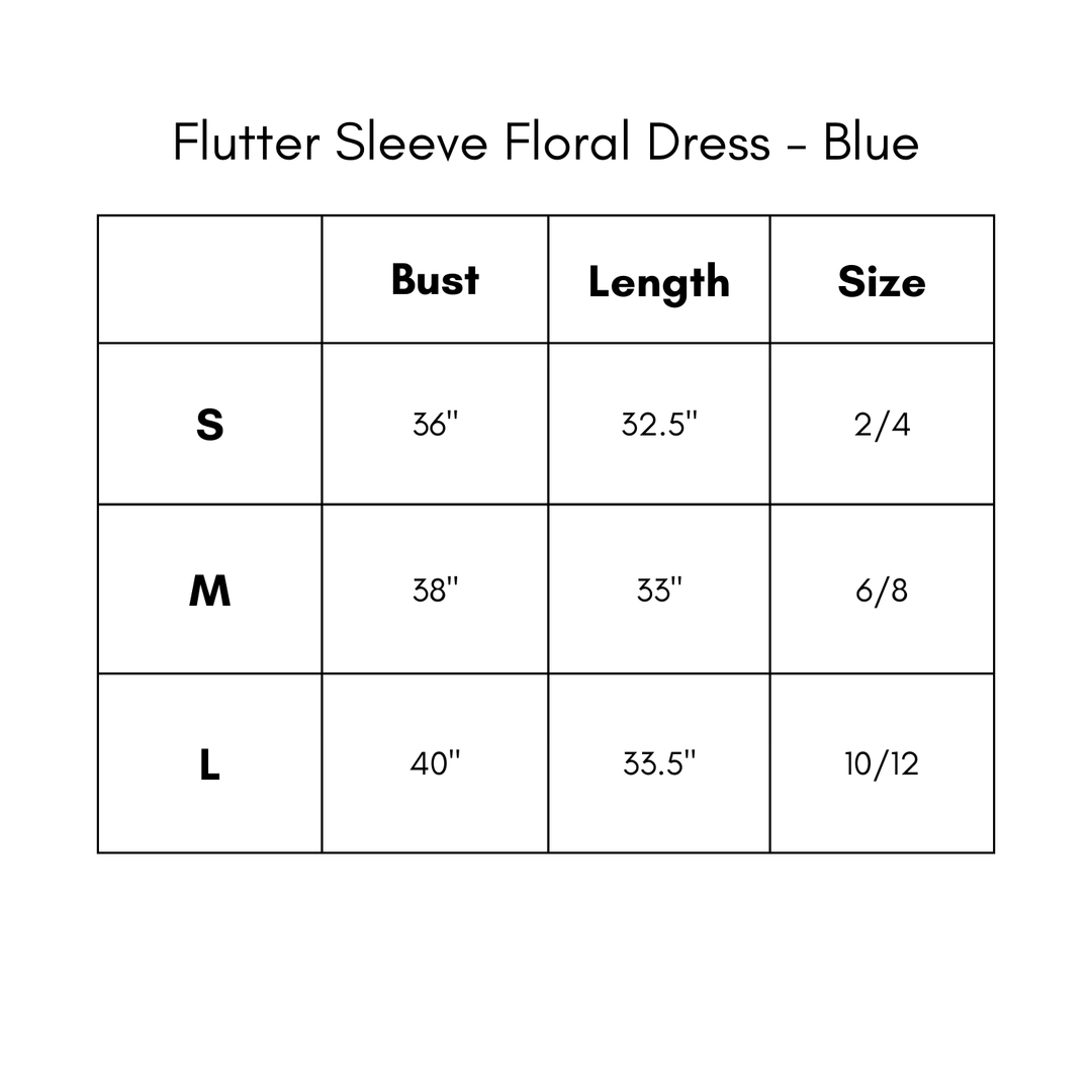 Flutter Sleeve Floral Dress - Blue