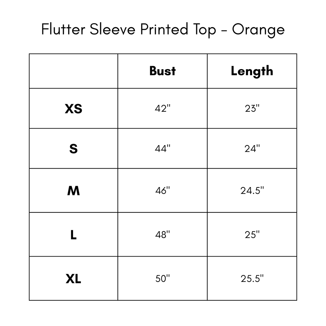 Flutter Sleeve Printed Top - Orange
