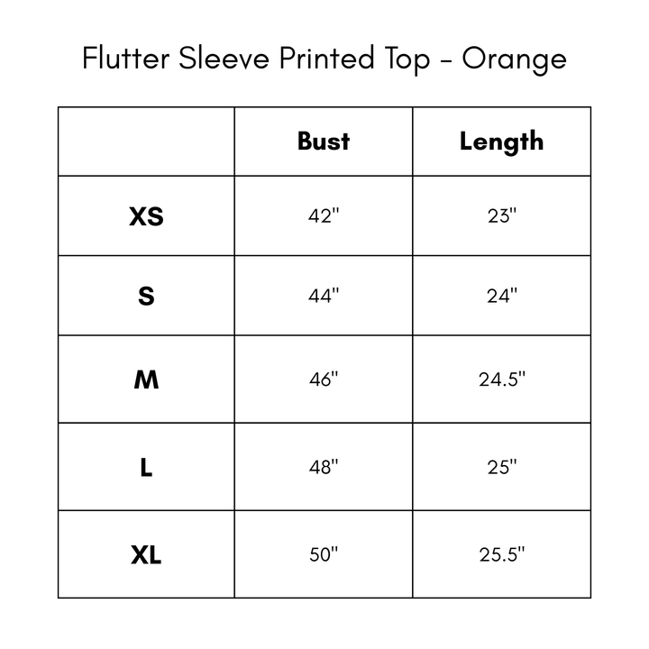 Flutter Sleeve Printed Top - Orange