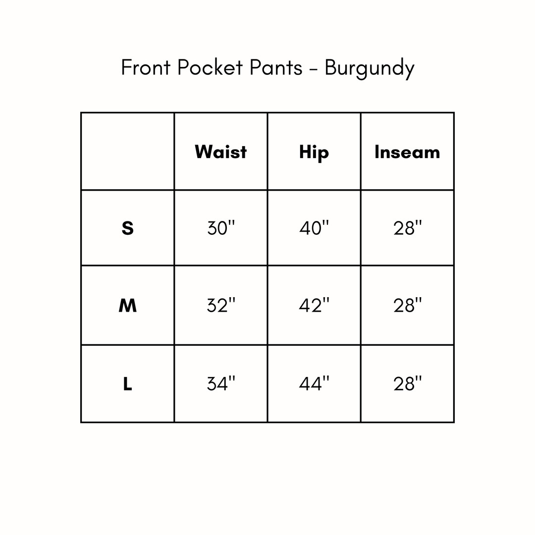 Front Pocket Pants - Burgundy