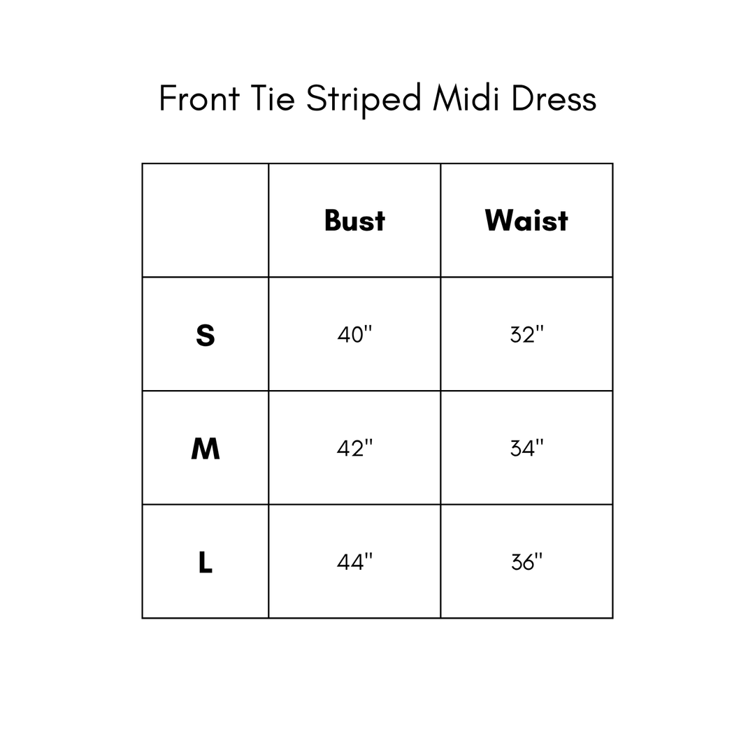 Front Tie Striped Midi Dress - Blue