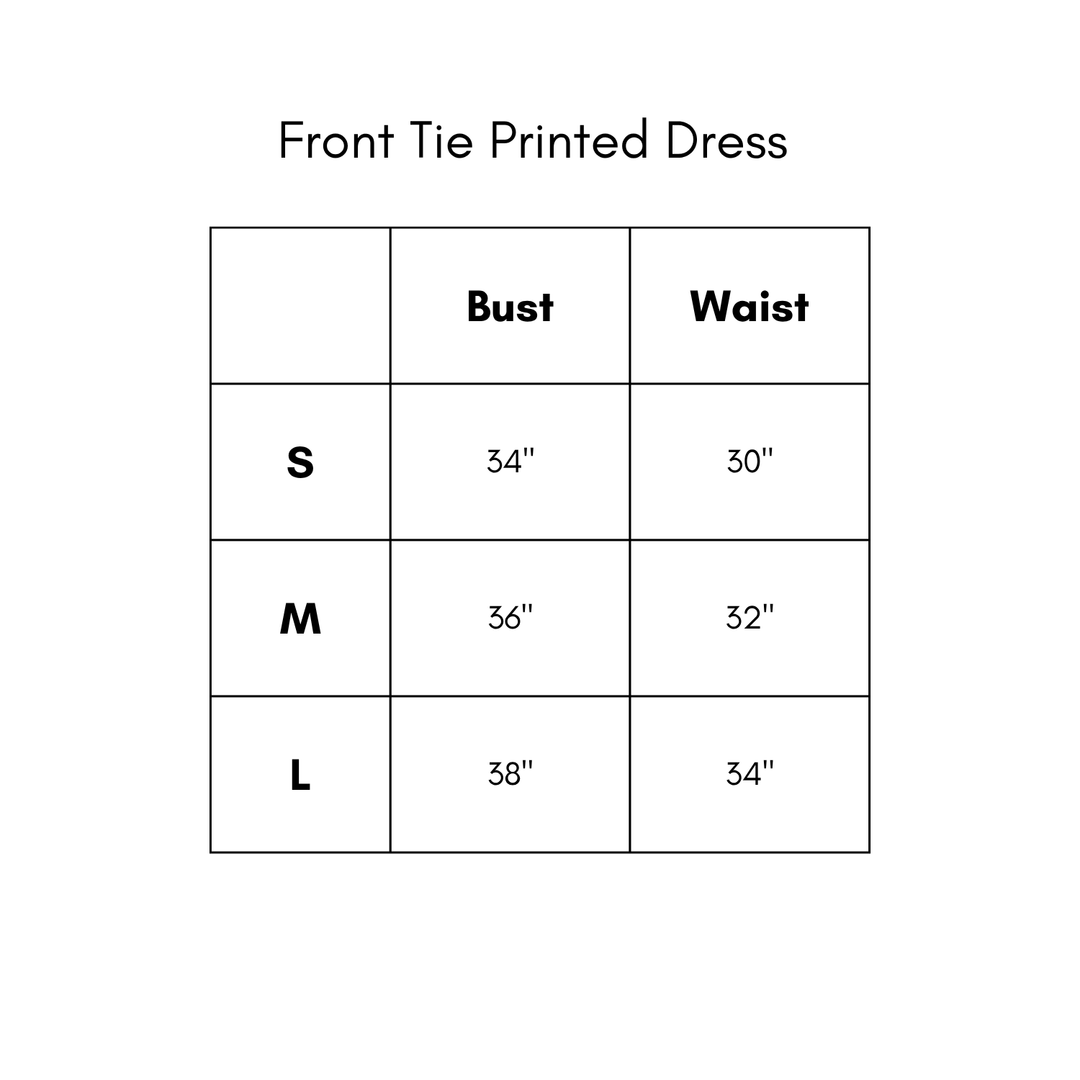 Front Tie Printed Dress - Black
