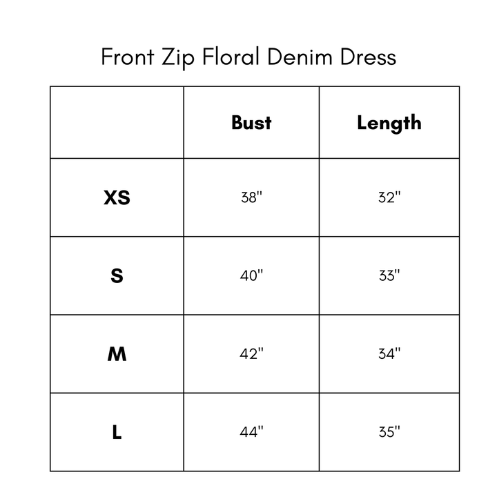 Front Zip Mini Floral Denim Dress