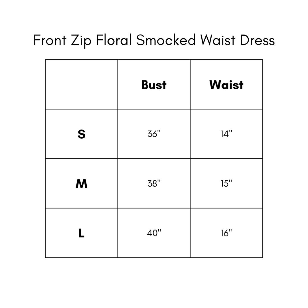 Front Zip Floral Smocked Waist Dress