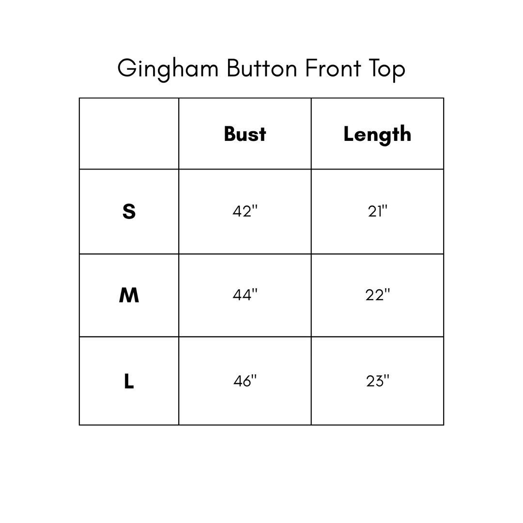Gingham Button Front Top - Navy