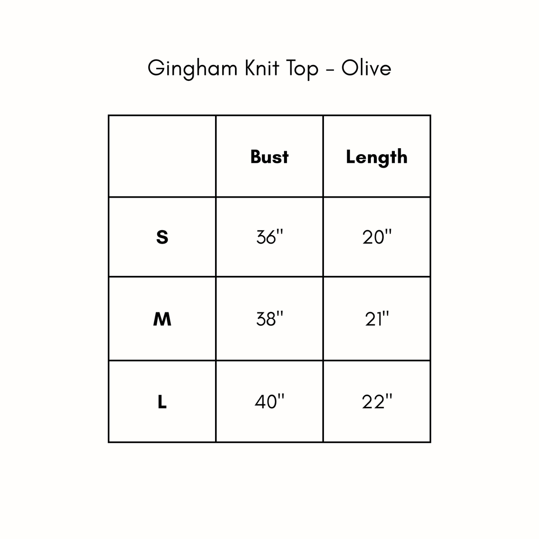 Gingham Knit Top - Olive