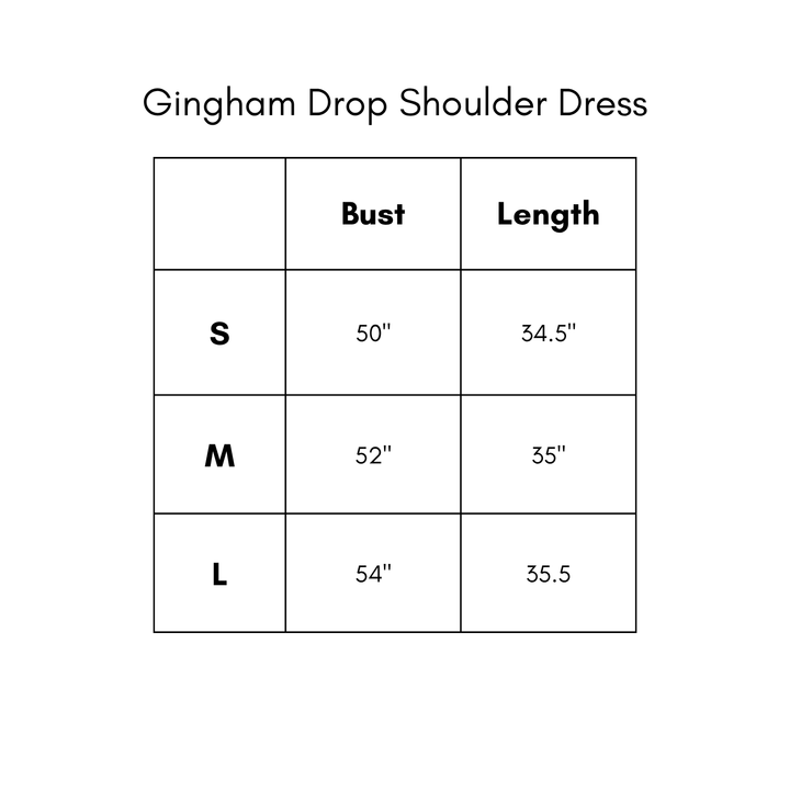 Gingham Drop Shoulder Dress - Burgundy