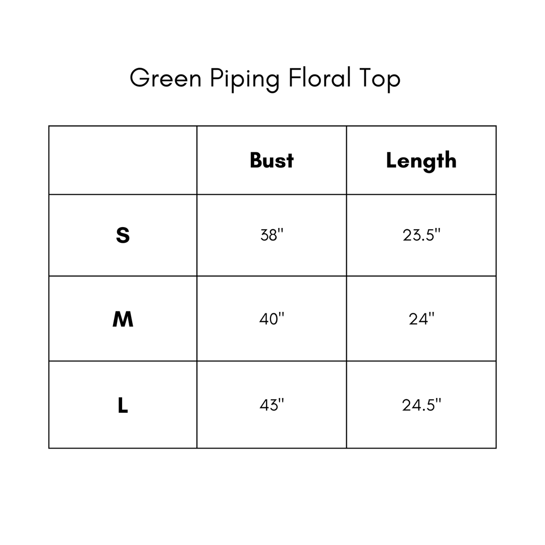Green Piping Floral Top - Ecru