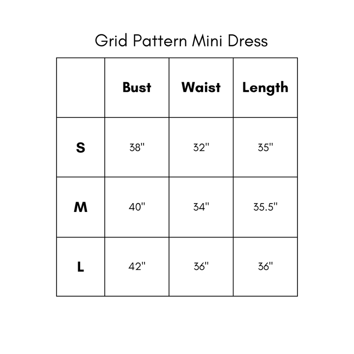 Grid Pattern Mini Dress - Natural