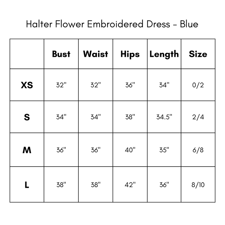 Halter Flower Embroidered Dress - Blue