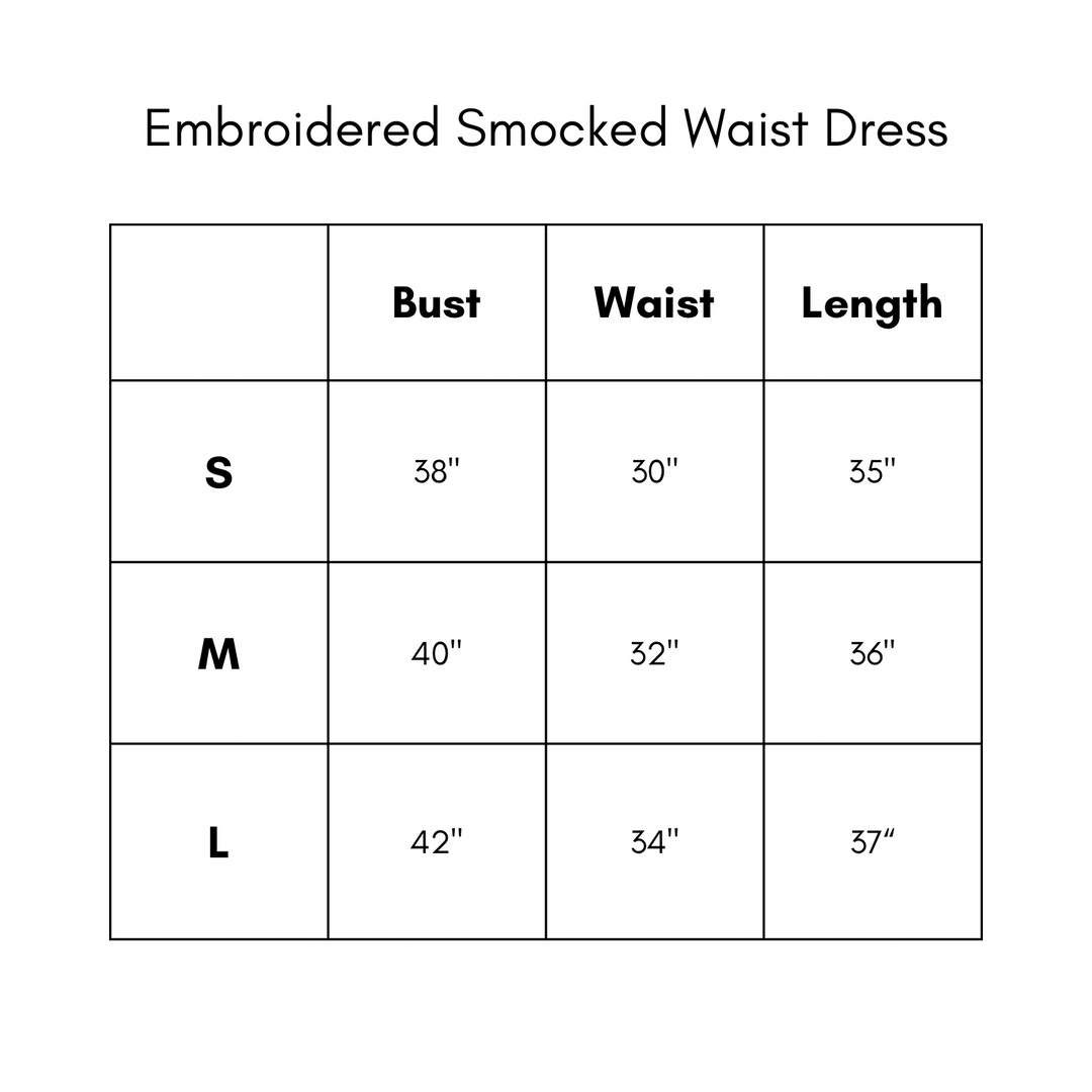 Embroidered Smocked Waist Dress - Blue