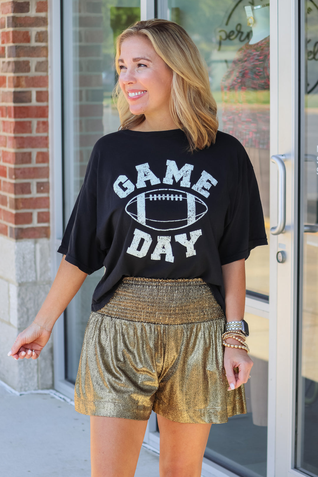 Game Day Cropped Tee - Black