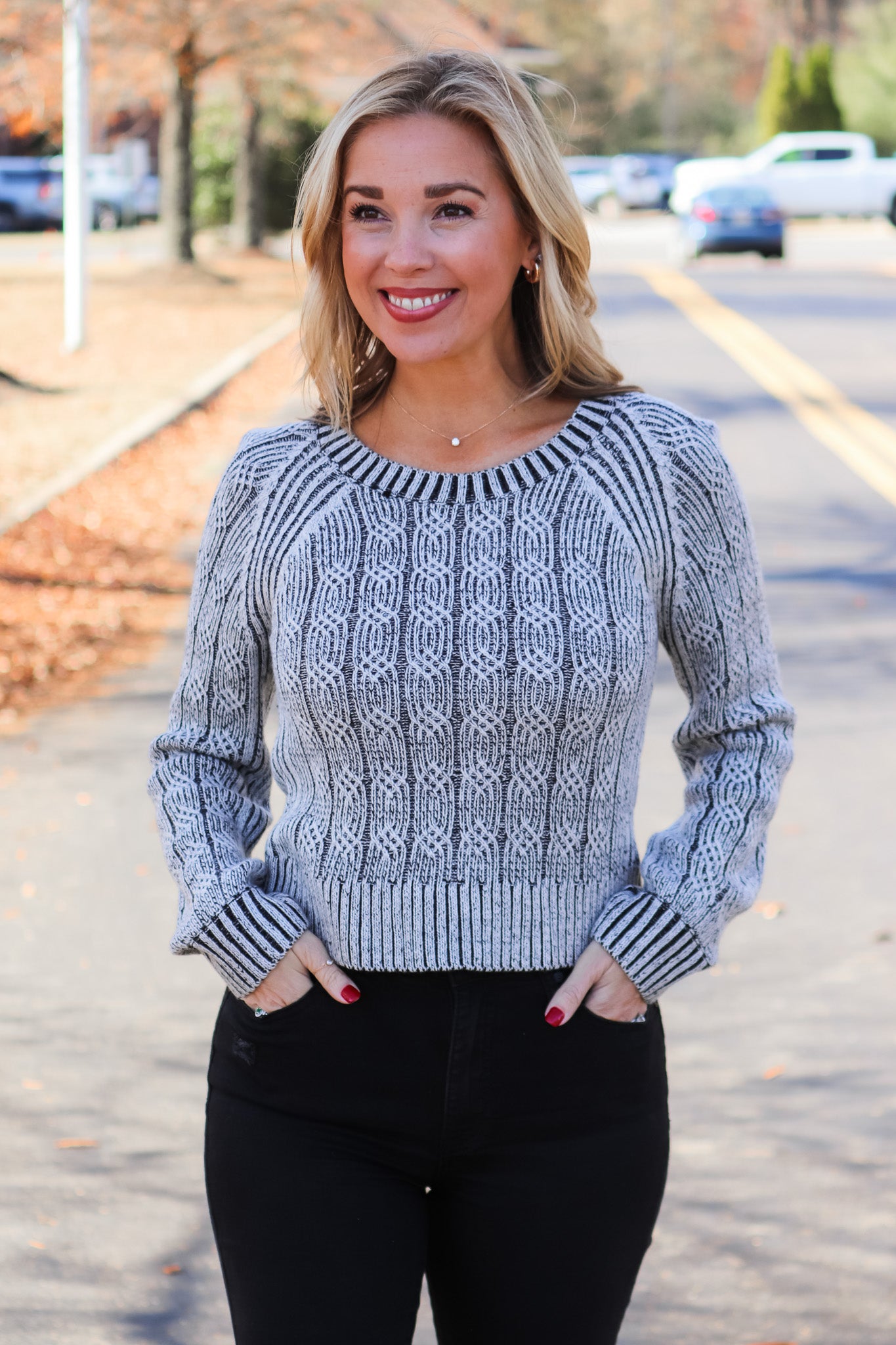 On Cue Cable Sweater Gray Ivy House Boutique