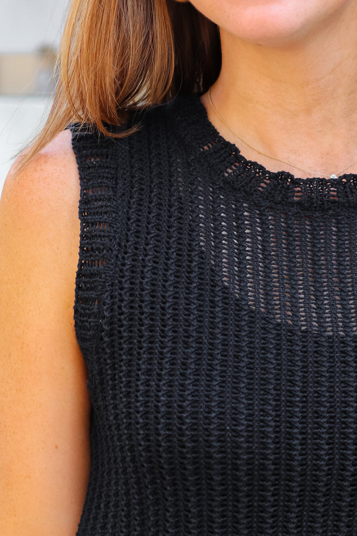Sleeveless Knitted Top - Black