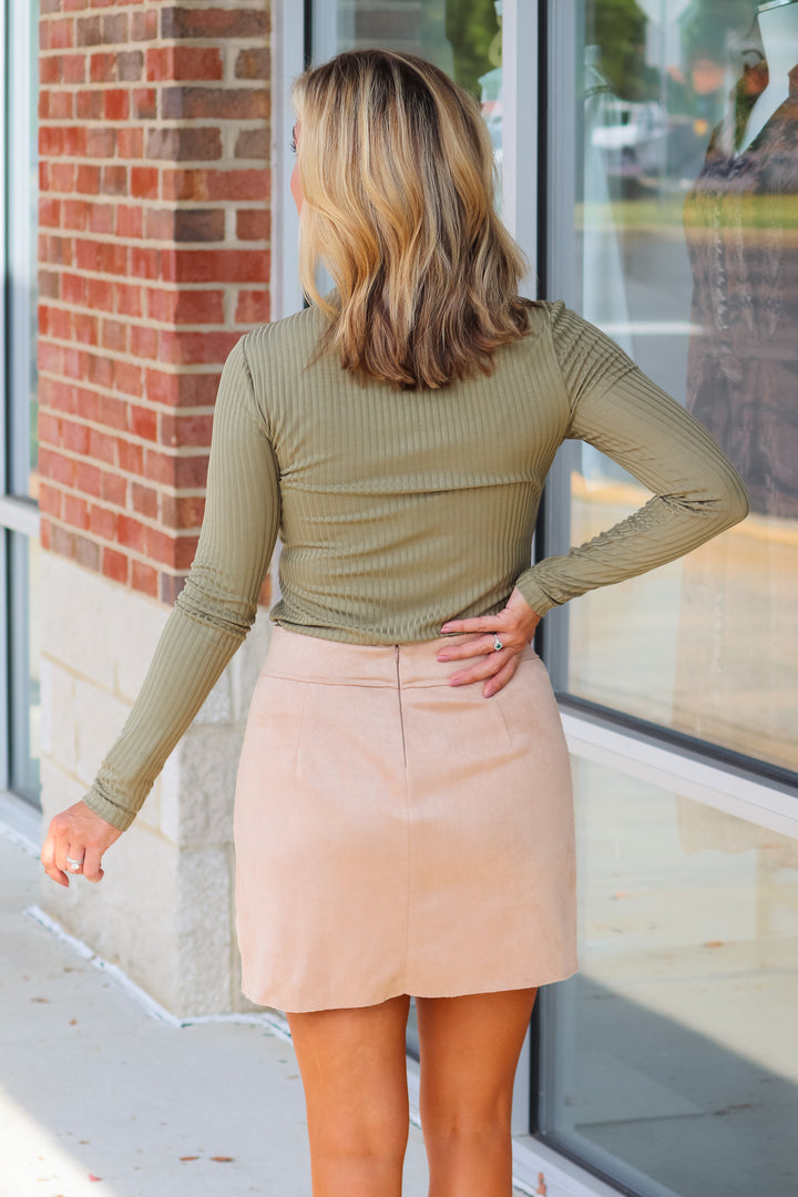 Suede Lace Up Mini Skirt