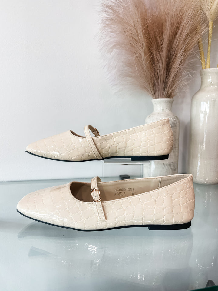 Shu Shop Adele Flats - Bone Croco