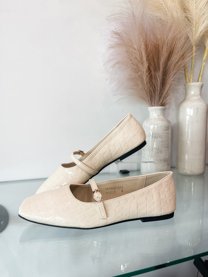 Shu Shop Adele Flats - Bone Croco