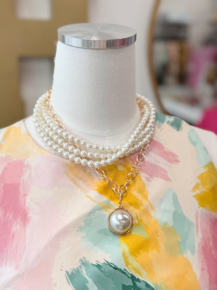 Pearl + Chain Multilayer Necklace