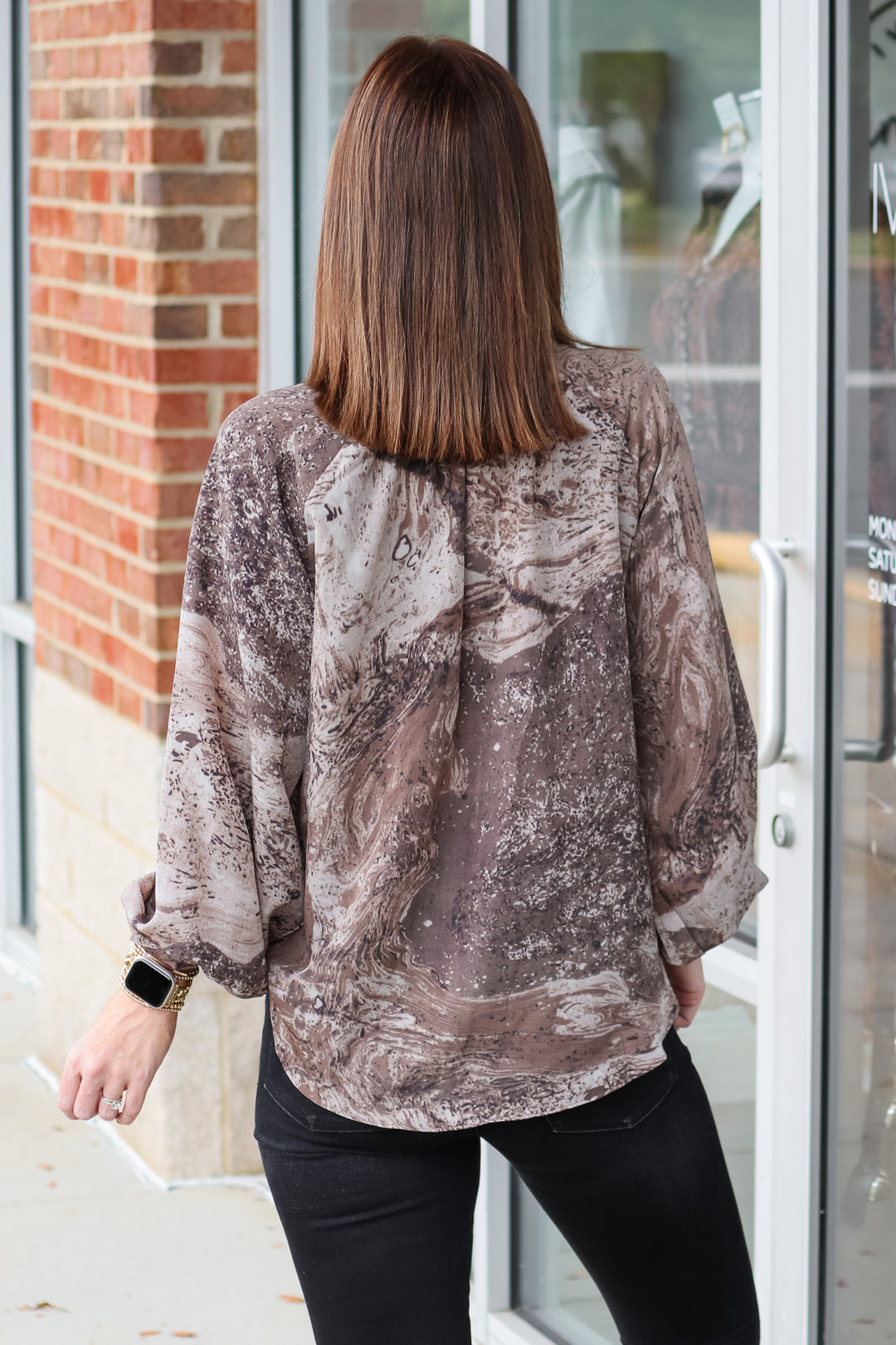 Marble Printed Blouse - Chicory