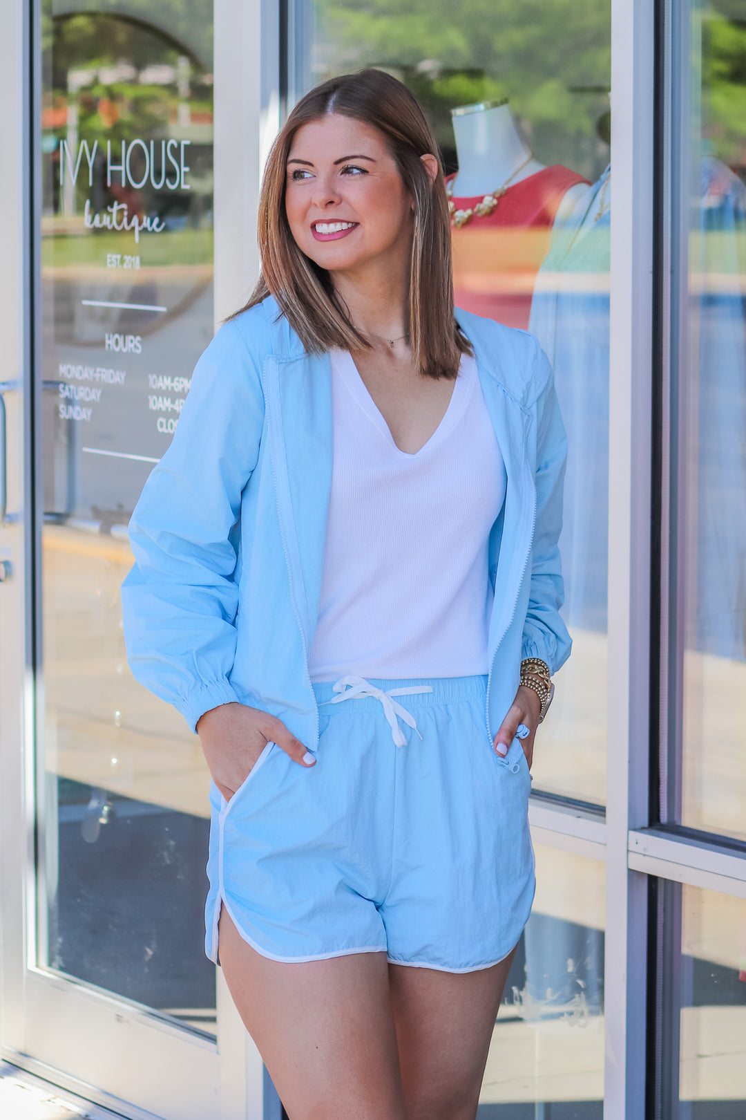 Sporty Nylon Shorts - Sky