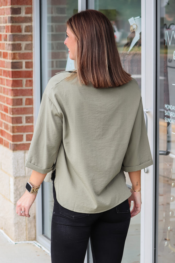 Collared Top - Olive