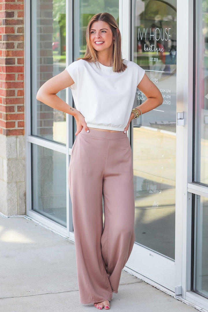 Wide Leg Pants - Taupe