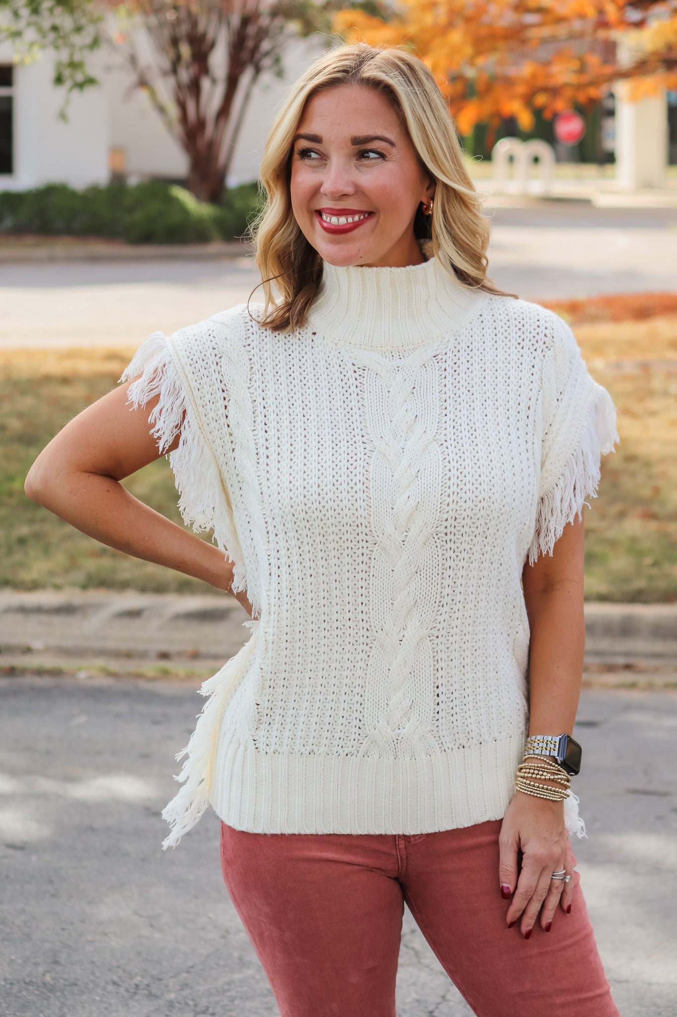 Fringe on sale sweater vest