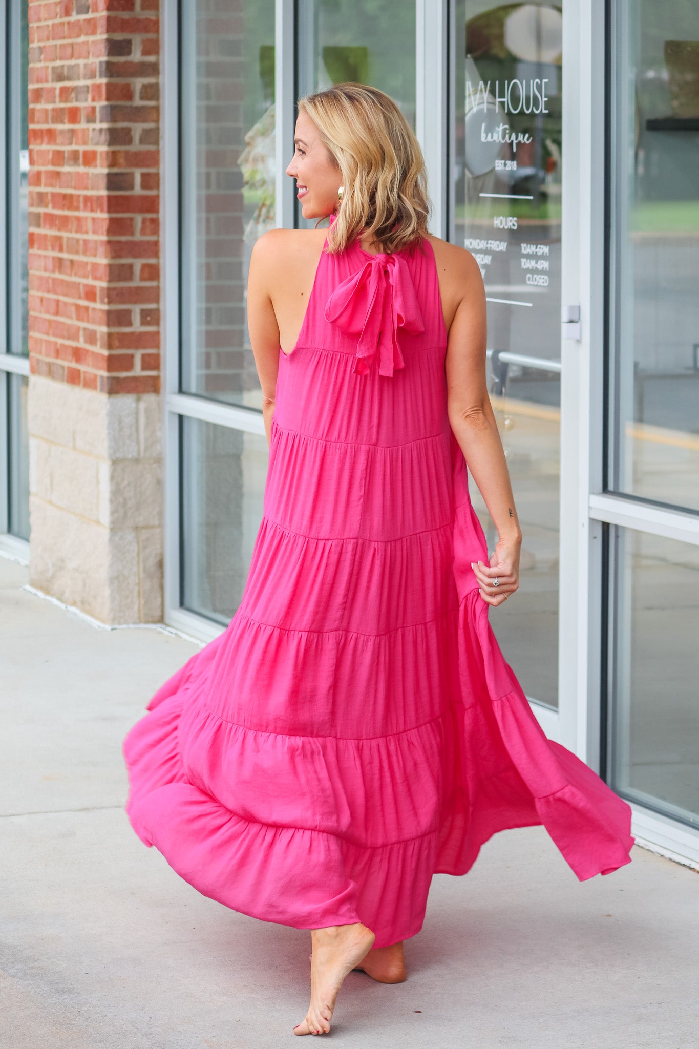 Tiered Maxi Dress Pink Ivy House Boutique