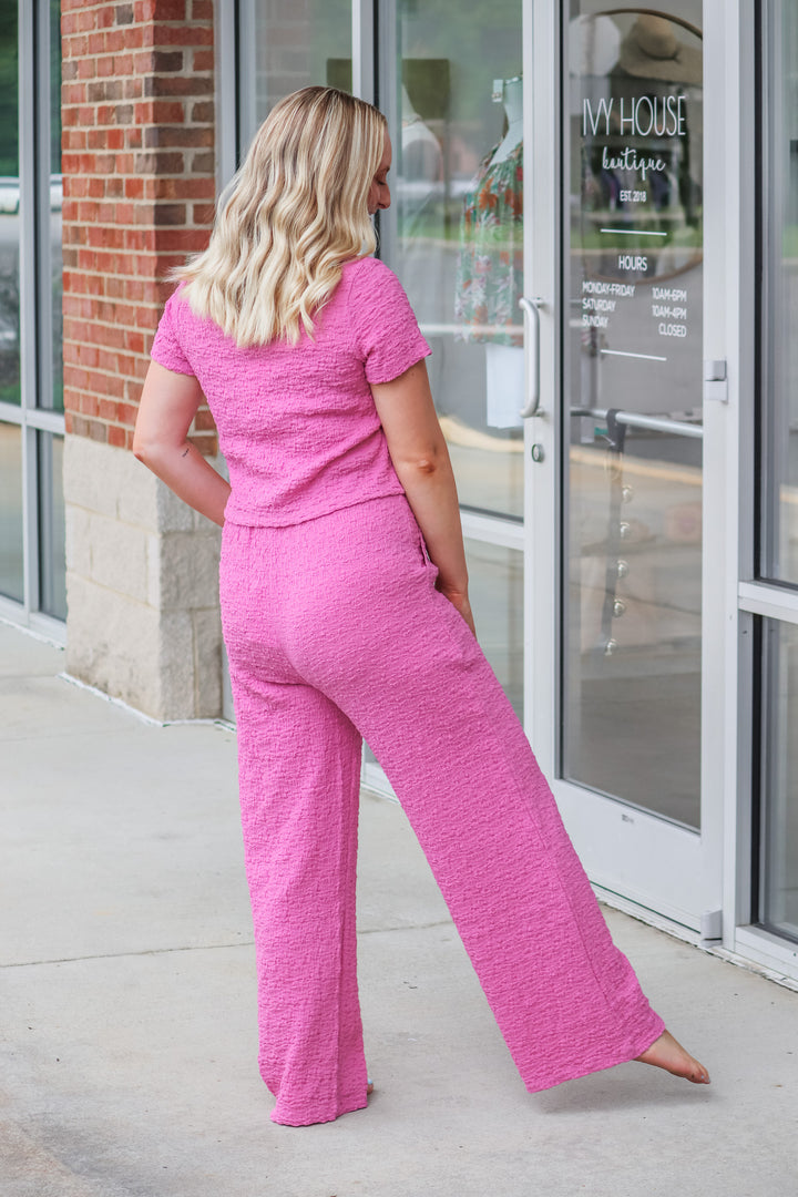 Textured Lounge Pants - Pink