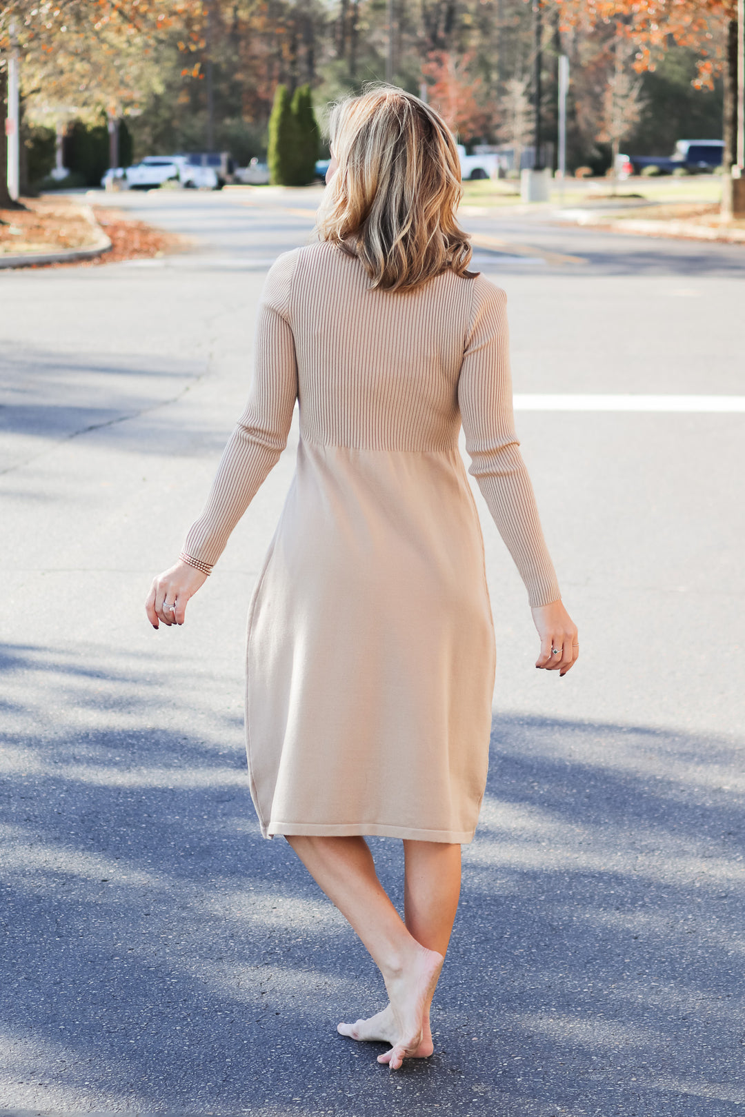 Fit & Flare Sweater Dress - Taupe