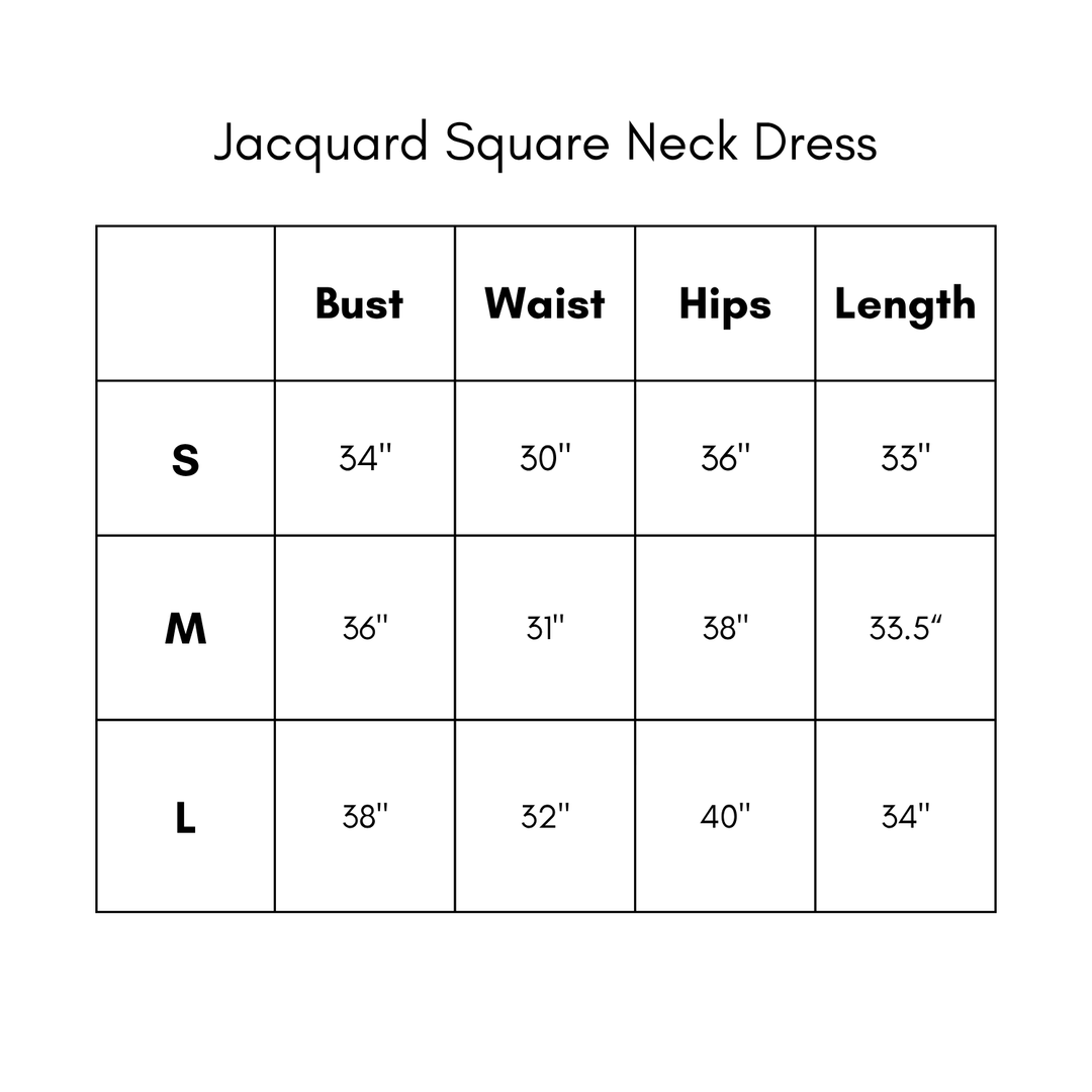 Jacquard Square Neck Dress - Black