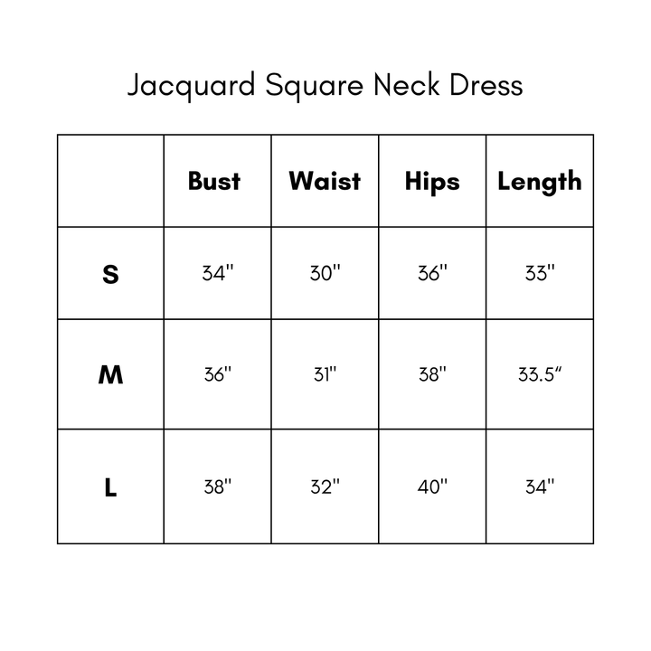 Jacquard Square Neck Dress - Black