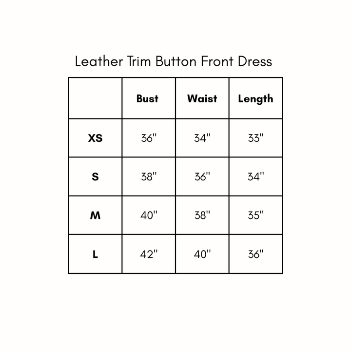 Leather Trim Button Front Dress - Camel