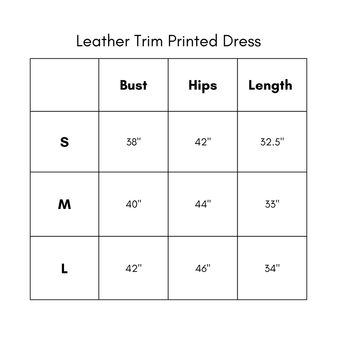 Leather Trim Printed Dress - Black