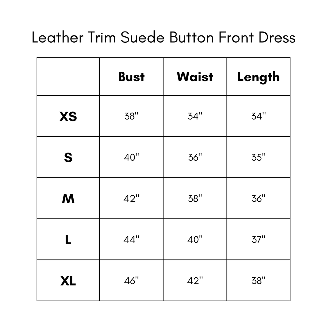 Leather Trim Suede Button Front Dress - Brown