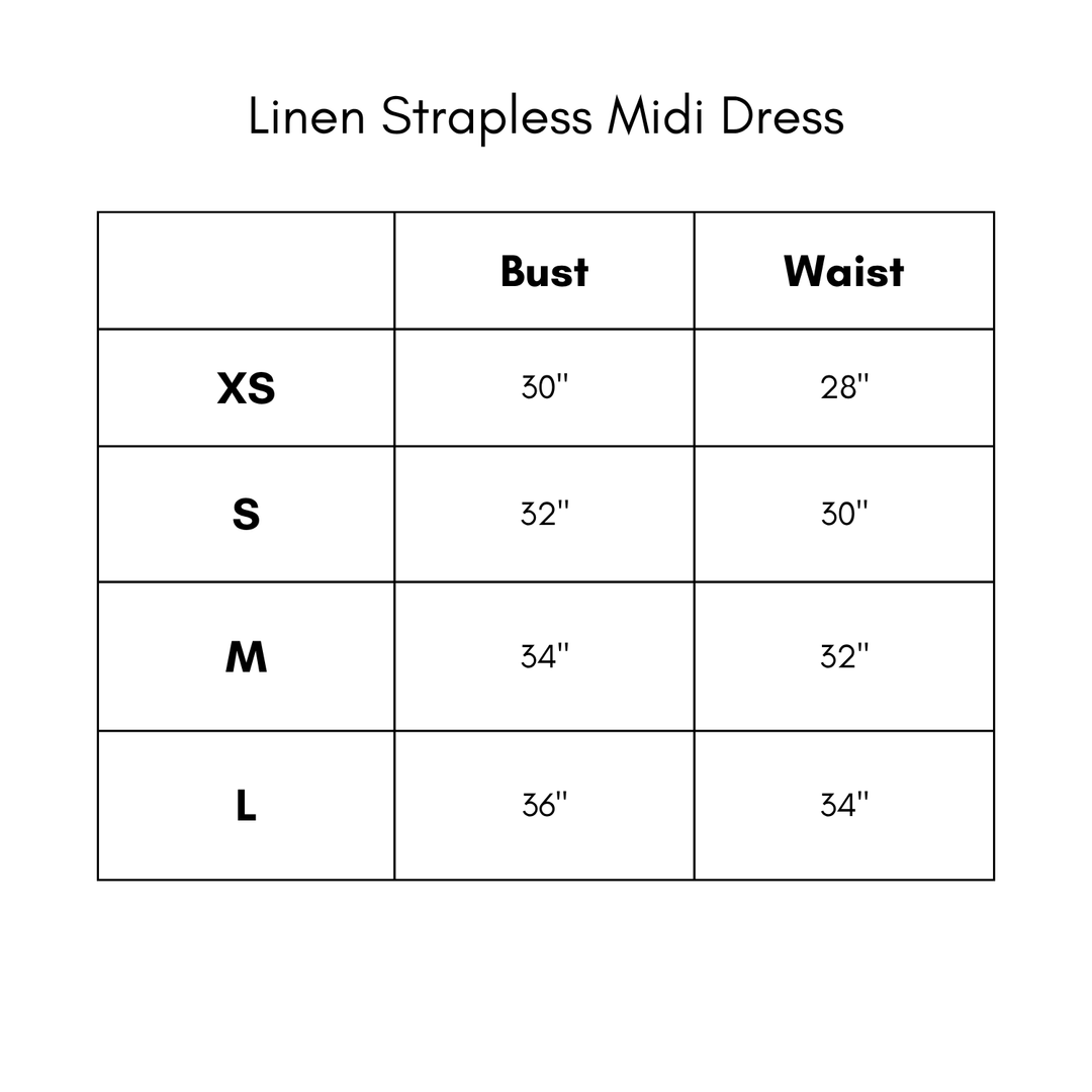 Linen Strapless Midi Dress - White