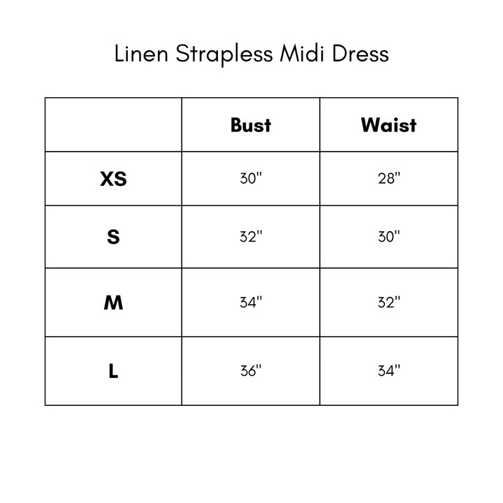 Linen Strapless Midi Dress - White