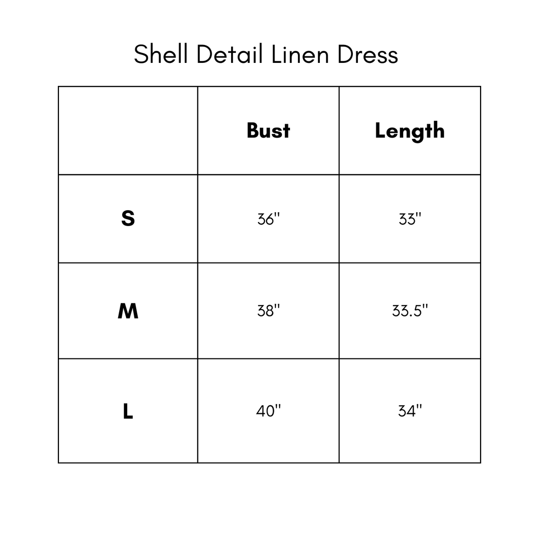 Shell Detail Linen Dress - Off White