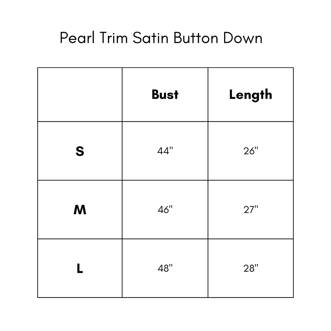 Pearl Trim Satin Button Down - Black