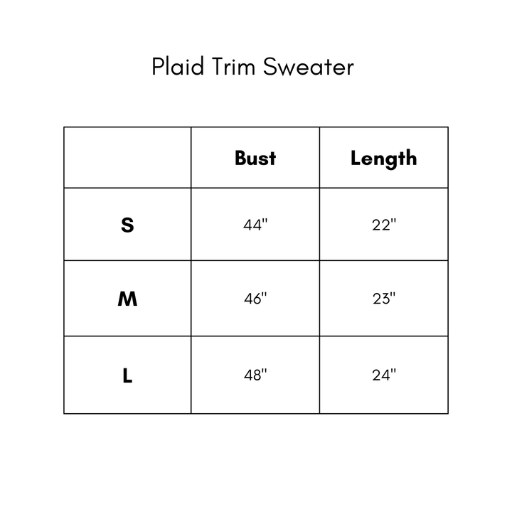 Plaid Trim Sweater - Cream