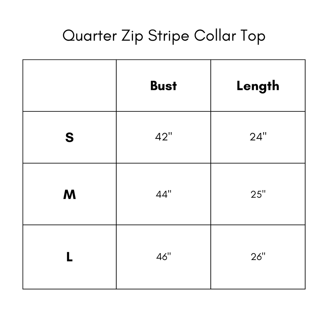Quarter Zip Stripe Collar Top - Black
