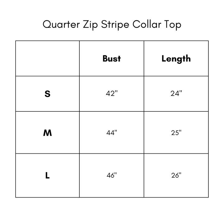Quarter Zip Stripe Collar Top - Black