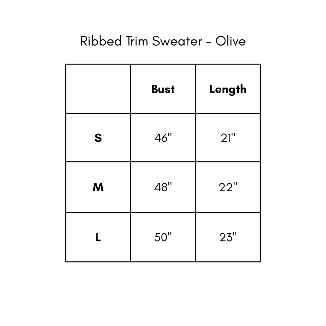 Ribbed Trim Sweater - Olive