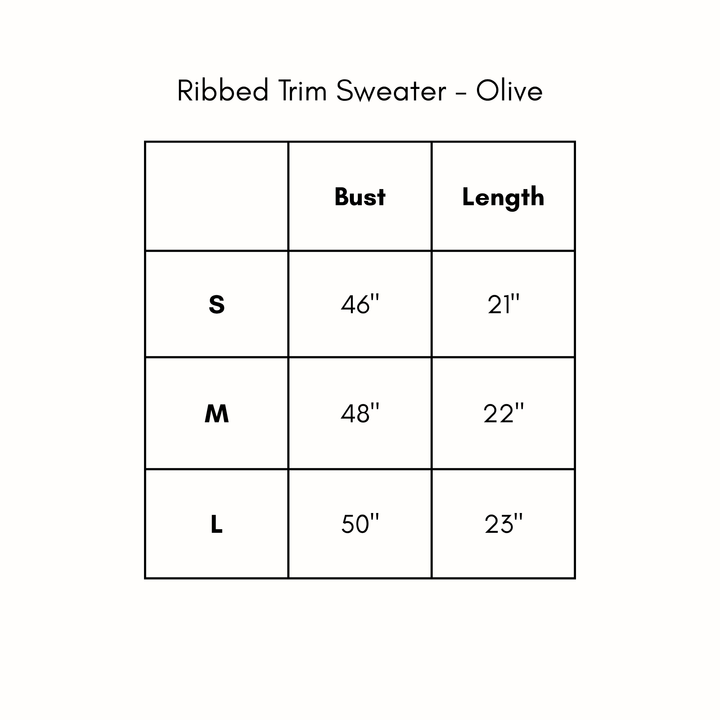 Ribbed Trim Sweater - Olive