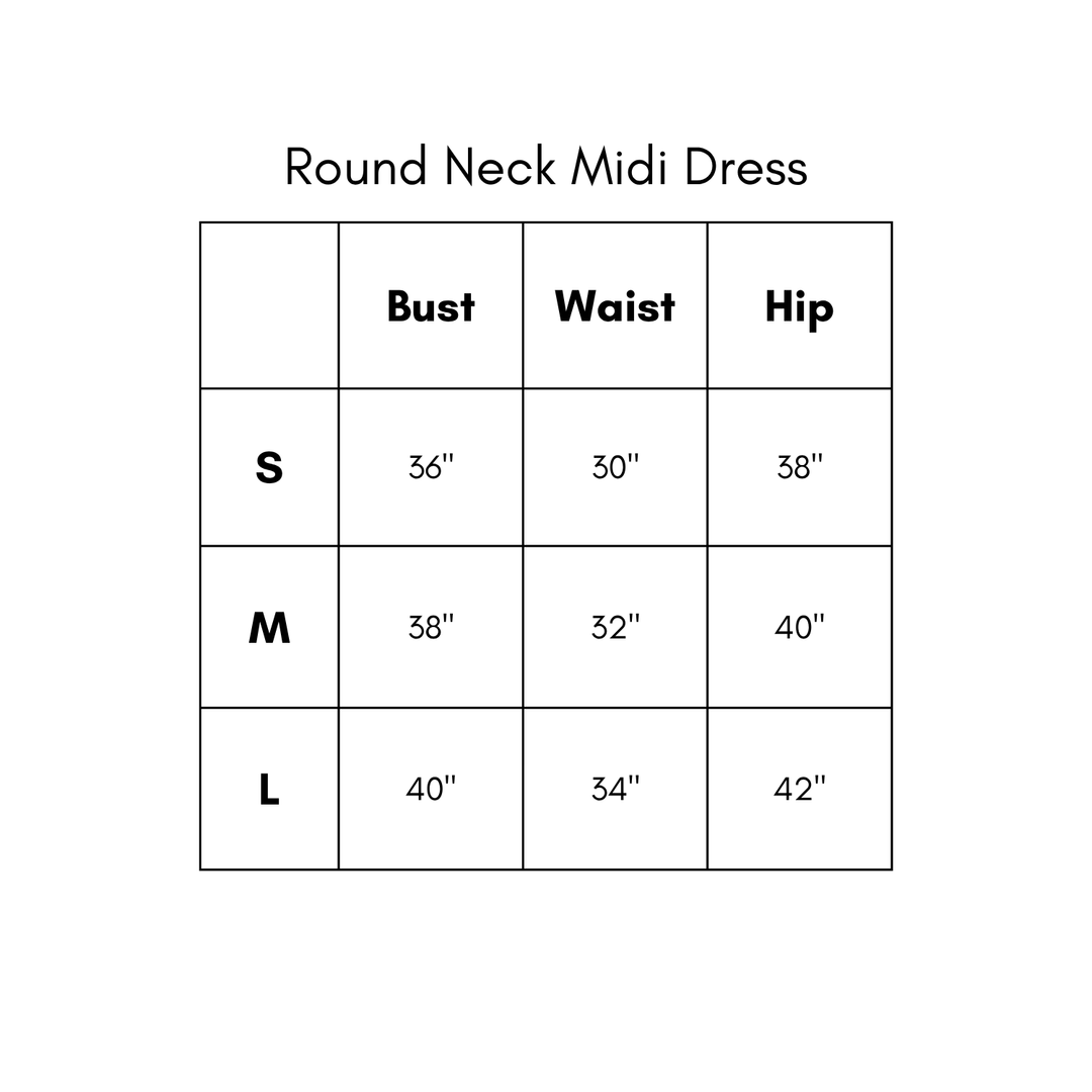 Round Neck Midi Dress - Brown
