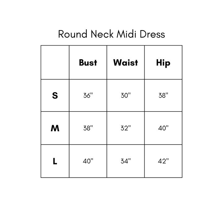 Round Neck Midi Dress - Brown