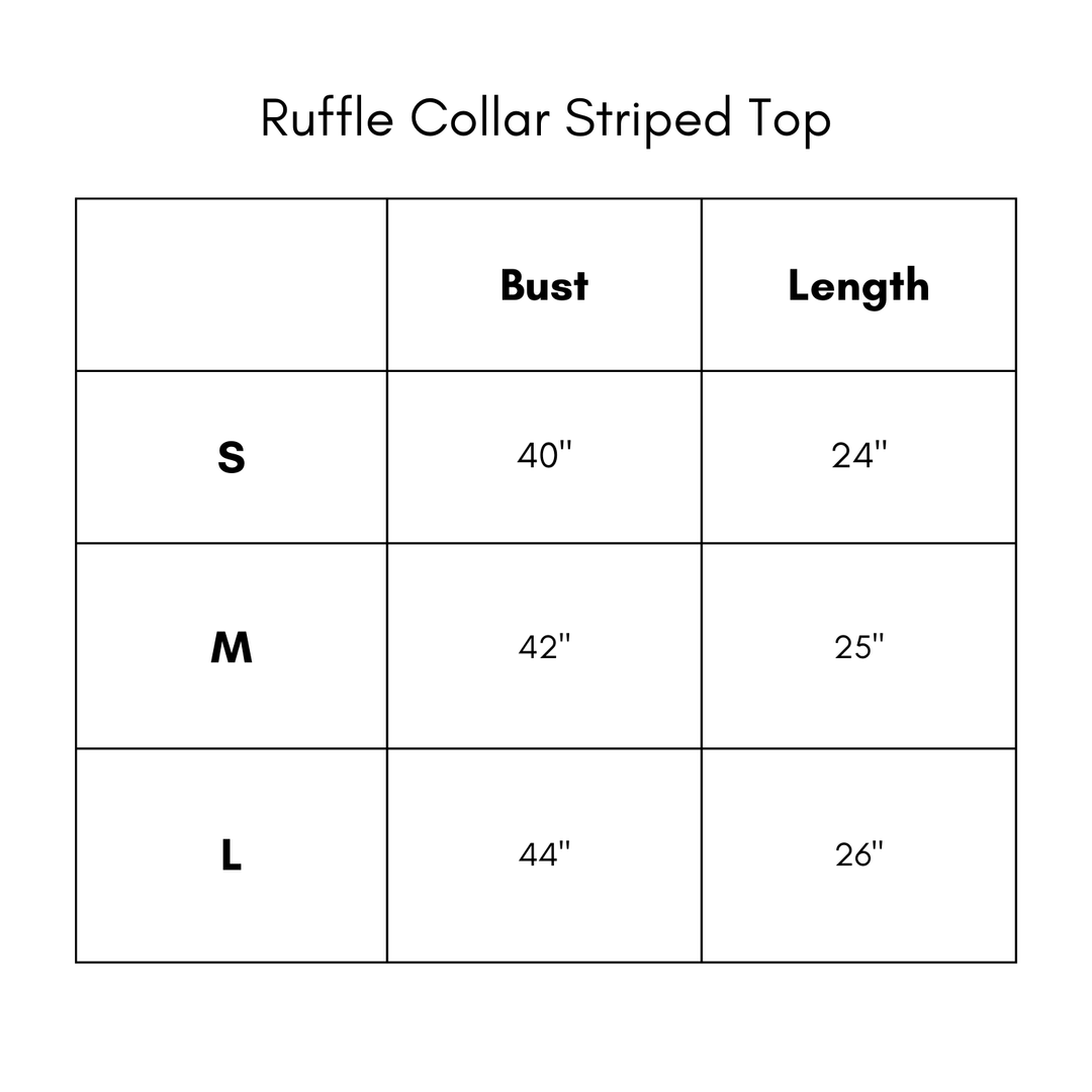 Ruffle Collar Striped Top - Cream/Black