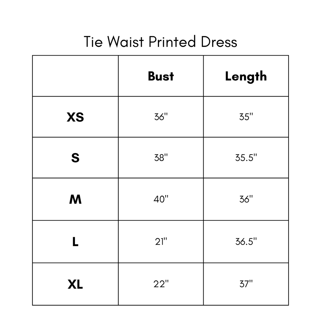 Tie Waist Printed Dress - Blue