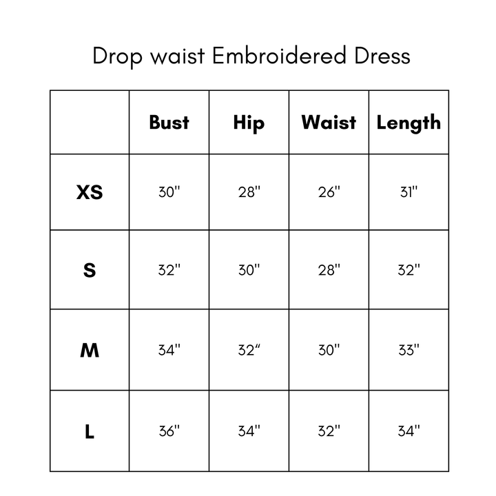 Drop Waist Embroidered Dress - Red