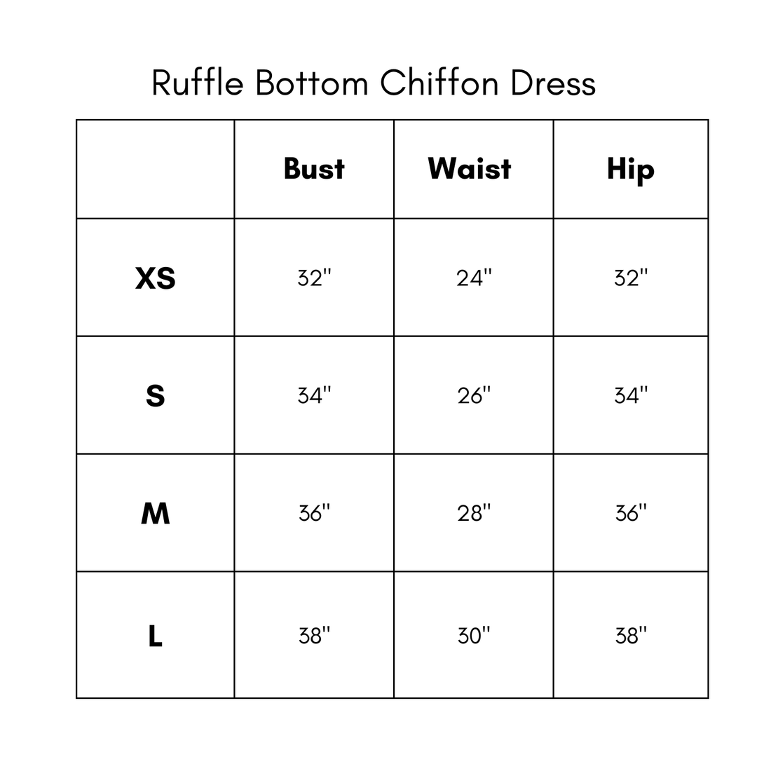 Ruffle Bottom Chiffon Dress - Black